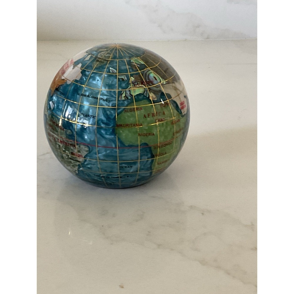 Alexander Kalifano 3" Gemstone Globe Paperweight ocean blue Opalescent